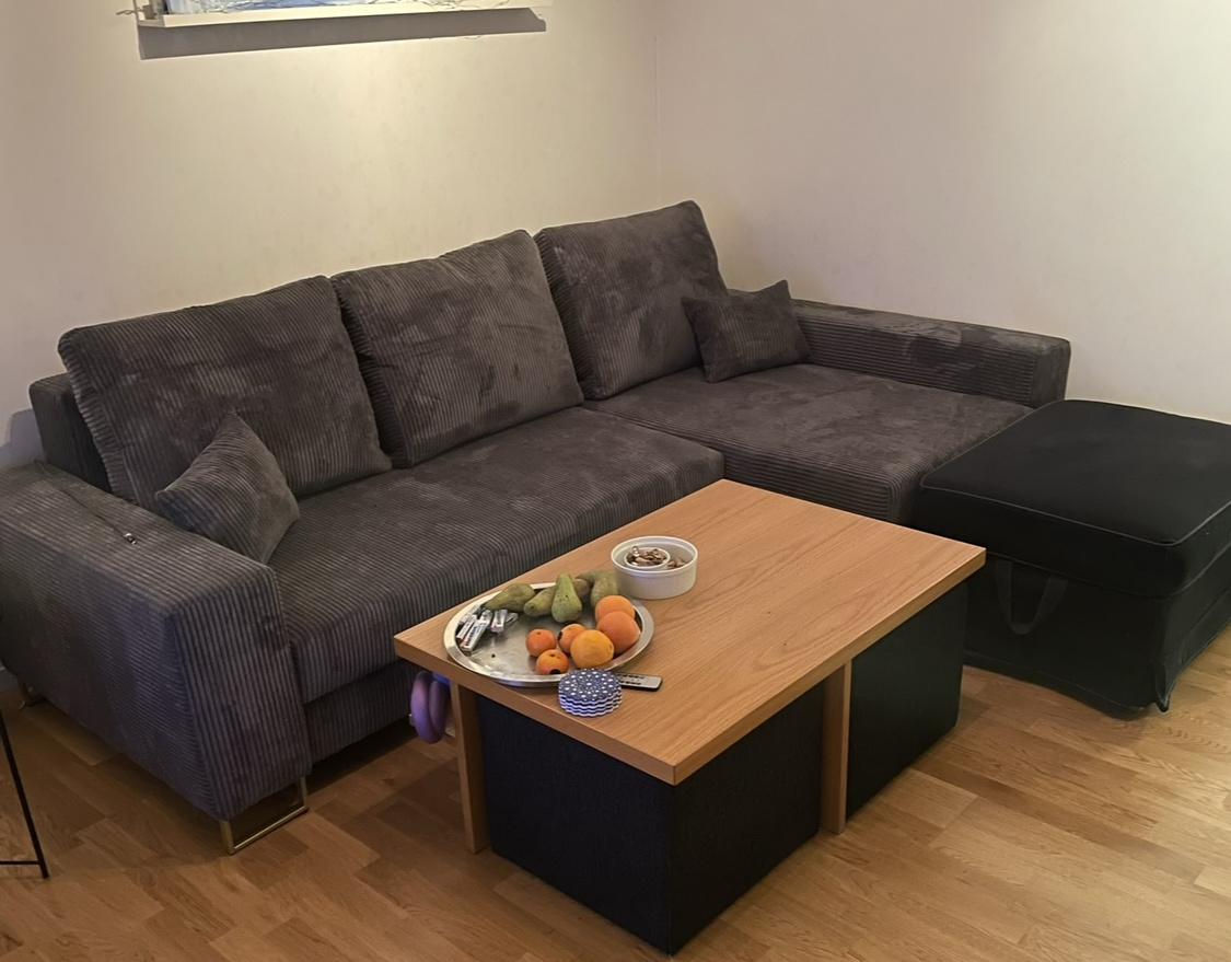 Hörnbäddsoffa grafit