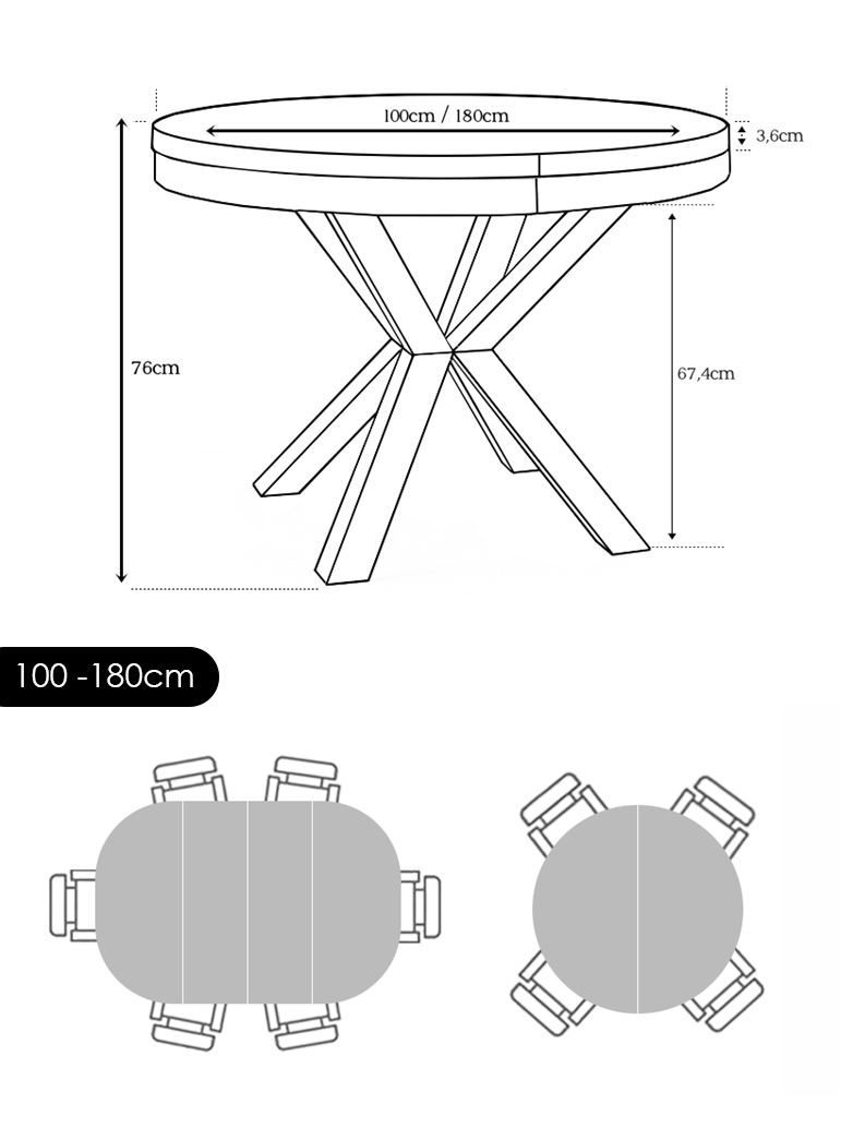 Narvic bord 100/180