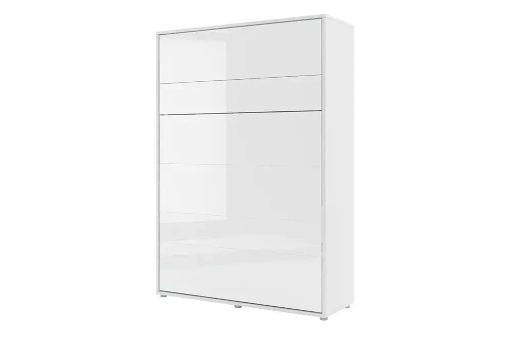 Sängskåp med bokhyllor 140 x 200 vit högglans Bed Concept BC-01