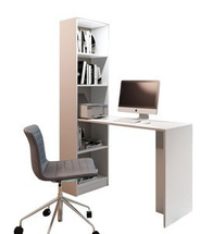 Bokhylla med skrivbord vit B-1