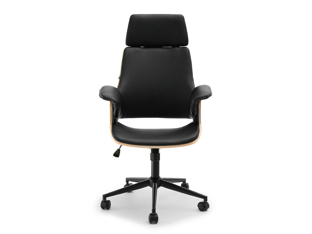 Kontorsfåtölj svart ben svart/naturell ek CLEMENS