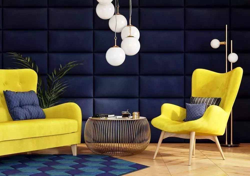 Stoppad väggpanel 30x30 marinblå LUX