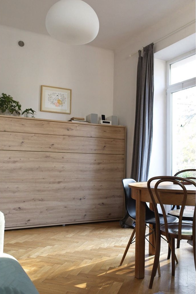 Sängskåp 140x200 med madrass led bokhyllor artisan ek Bed Concept BC-04