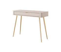 Beige sminkbord med låda, gyllene ben LARA