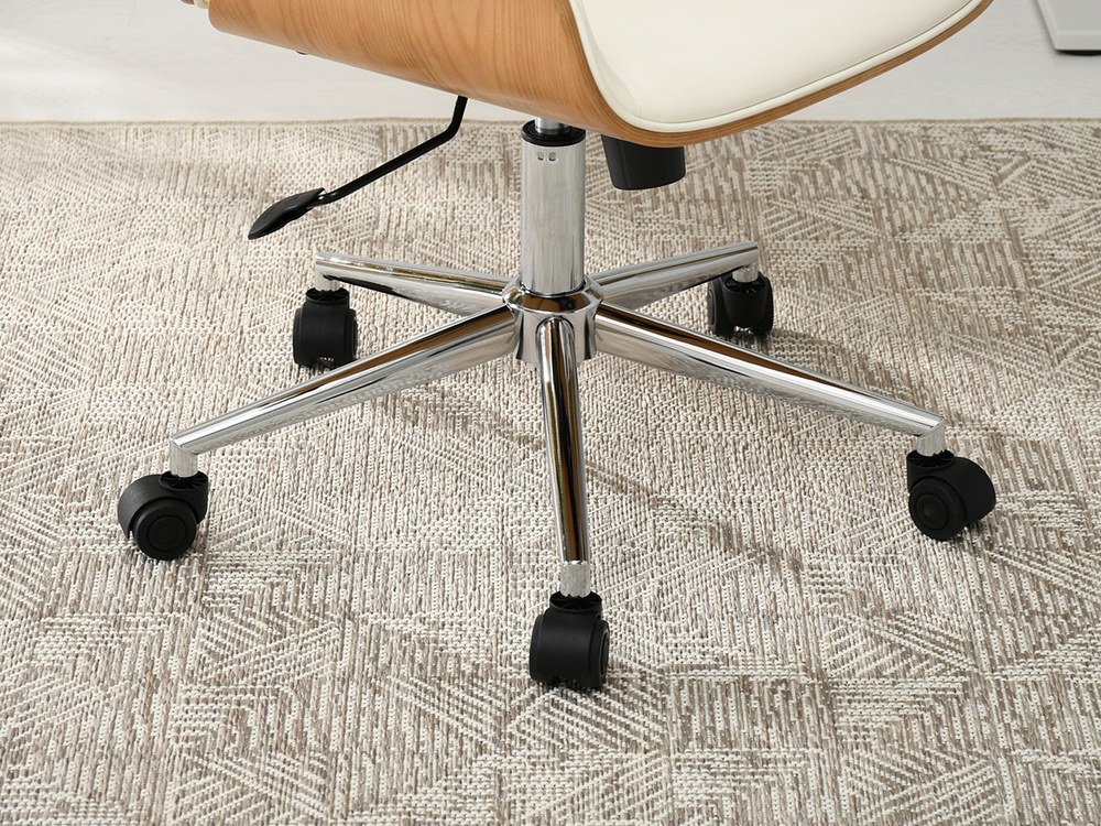 Krämfärgad kontorsfåtölj, svarta ben AUSTIN