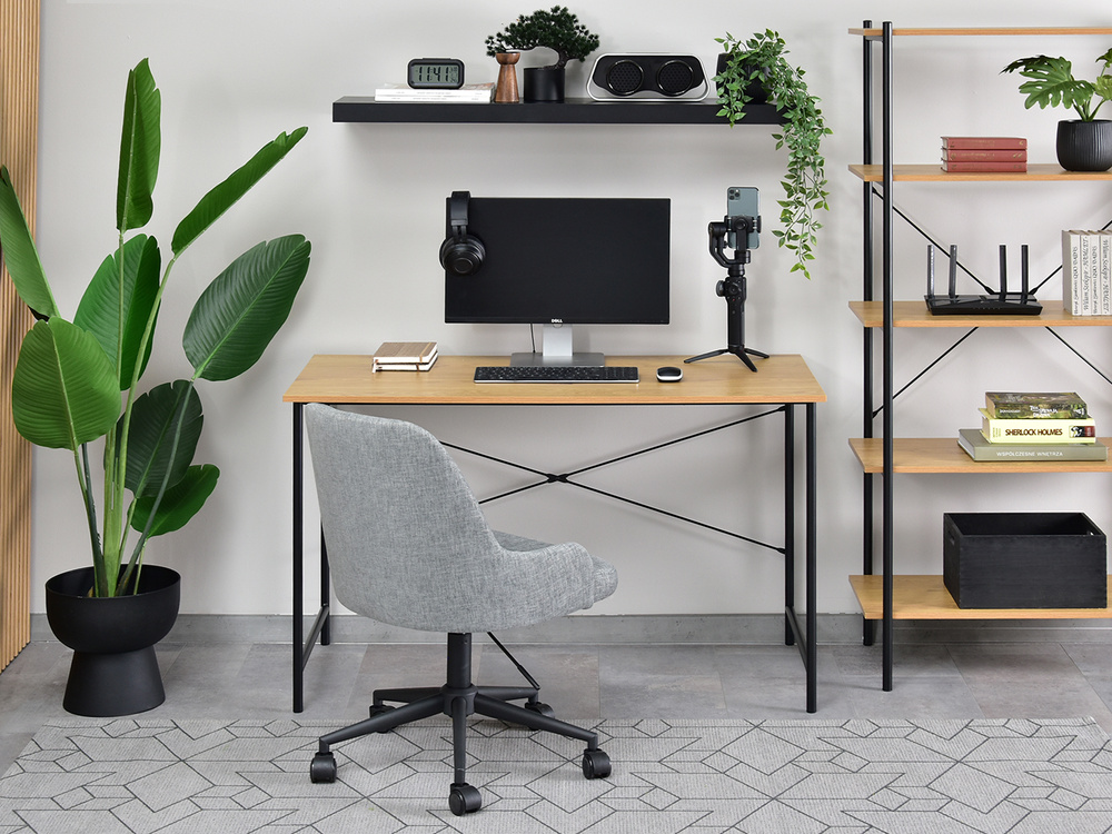 Minimalistiskt skrivbord 120 cm ek svart ram ALMA