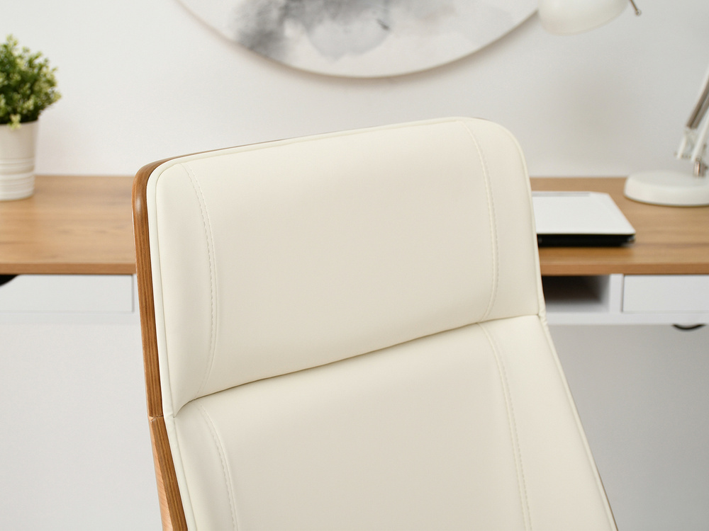 Krämfärgad kontorsfåtölj, svarta ben AUSTIN