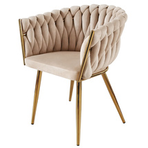 Beige sammet stol ROSEMARY GOLD