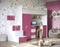 Våningssäng med trappa vit/rosa EDEN 4