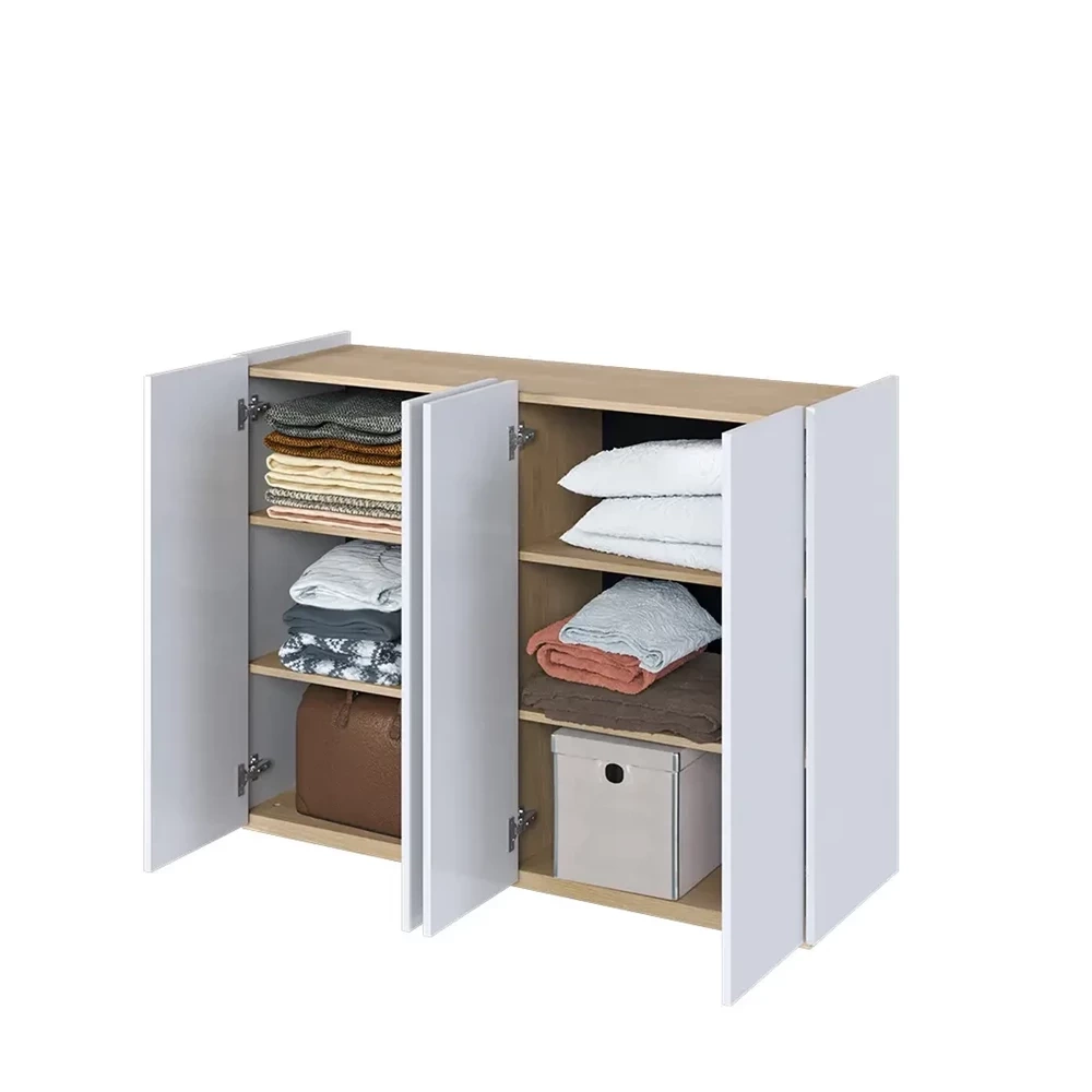 Modern byrå med LED-belysning vit blank/oek scandi EASY