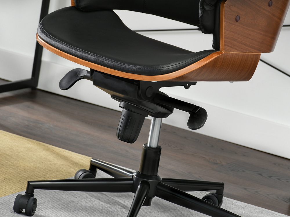 Kontorsfåtölj svart/valnöt svart ben CLEMENS