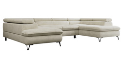 Stor hörnsoffa med sovfunktion beige PESCO
