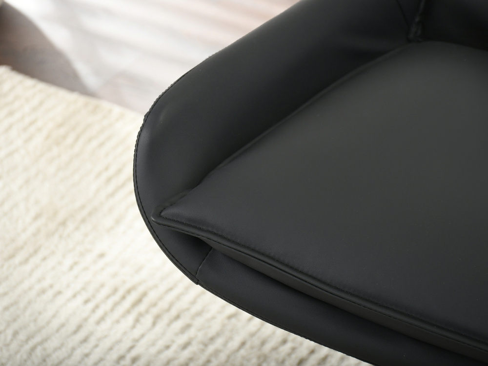 Kontorsfåtölj svart ben svart/valnöt LEON