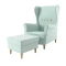 Öronlappsfåtölj med fotpall Wings mint