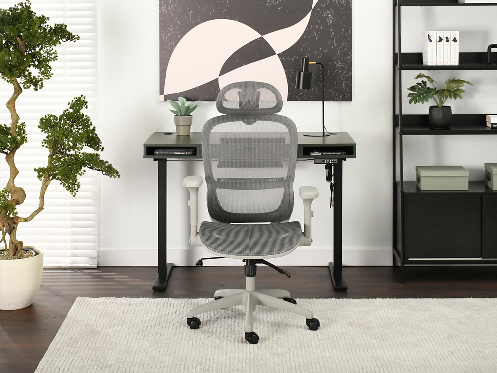 Kontorsfåtölj grå/svart ben IKER