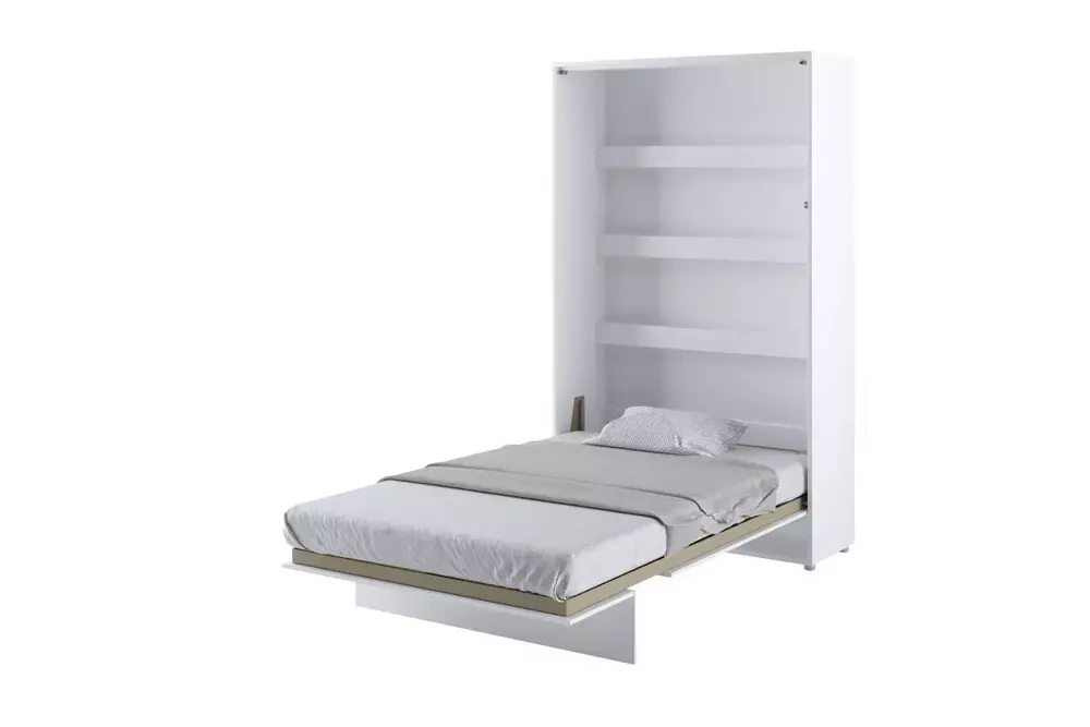 Sängskåp med bokhyllor 120x200 vit matt Bed Concept BC-02