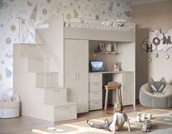 Våningssäng med trappa kashmir/beige glans EDEN 4