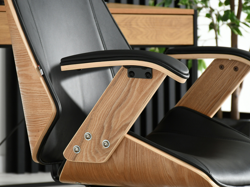 Kontorsfåtölj svart/ek kromade ben FRANK