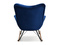Fåtölj i marinblå velour med ben i valnöt LAUREN
