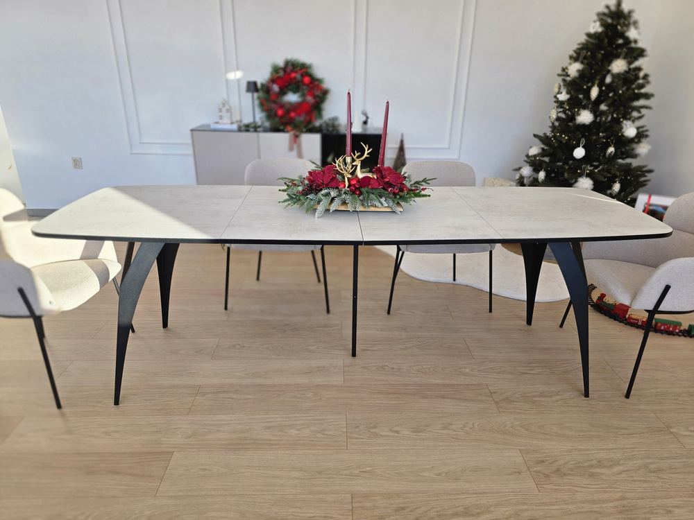 Ovalt fällbart bord 140-240 cm, svart/chromix ELISMA