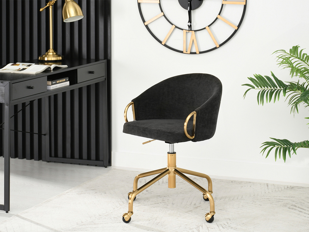 CLARA kontorsfåtölj svart guld ben