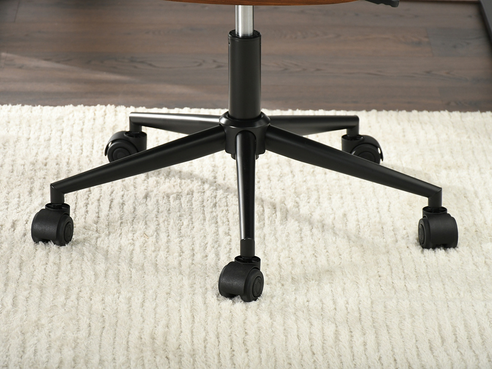 Kontorsfåtölj svart ben svart/valnöt LEON