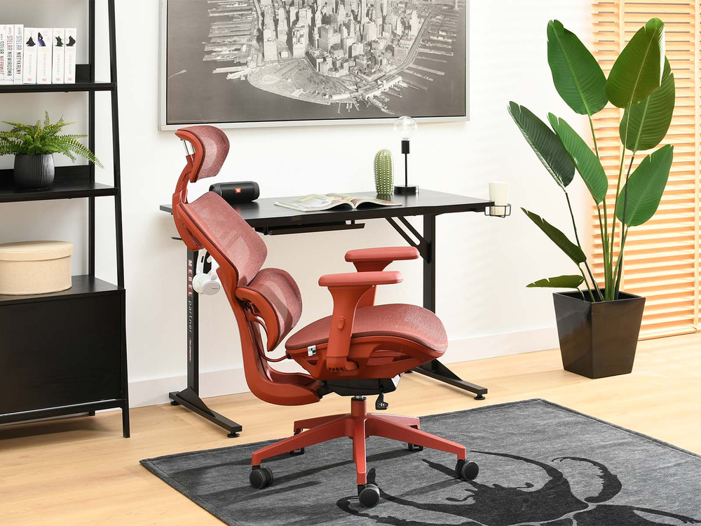 Kontorsfåtölj röd/röda ben HANOI