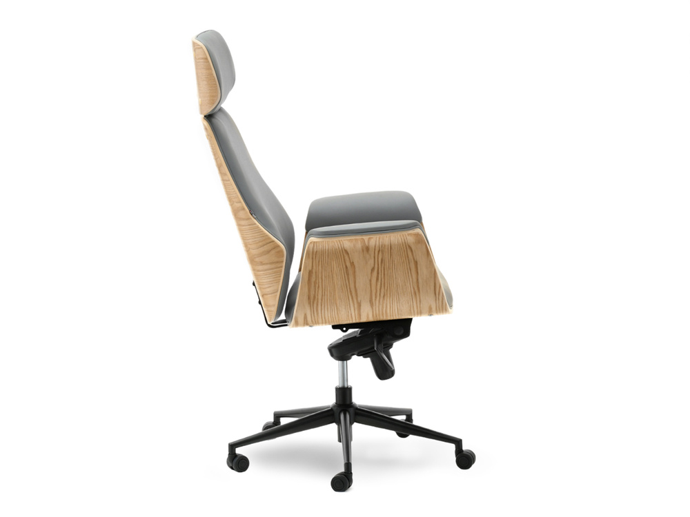 Kontorsfåtölj grå/ek svart ben LEONARD