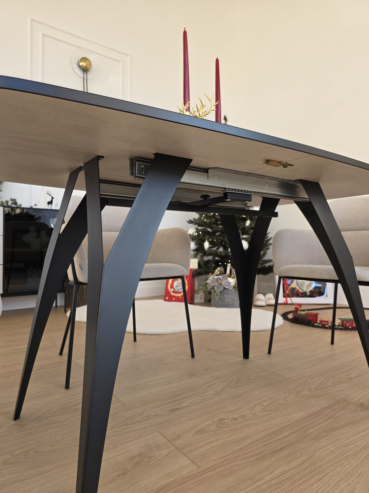 Ovalt fällbart bord 140-240 cm, svart/chromix ELISMA