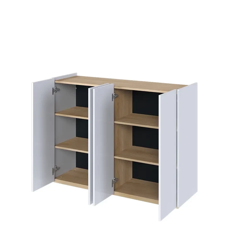 Modern byrå med LED-belysning vit blank/oek scandi EASY