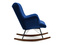 Fåtölj i marinblå velour med ben i valnöt LAUREN