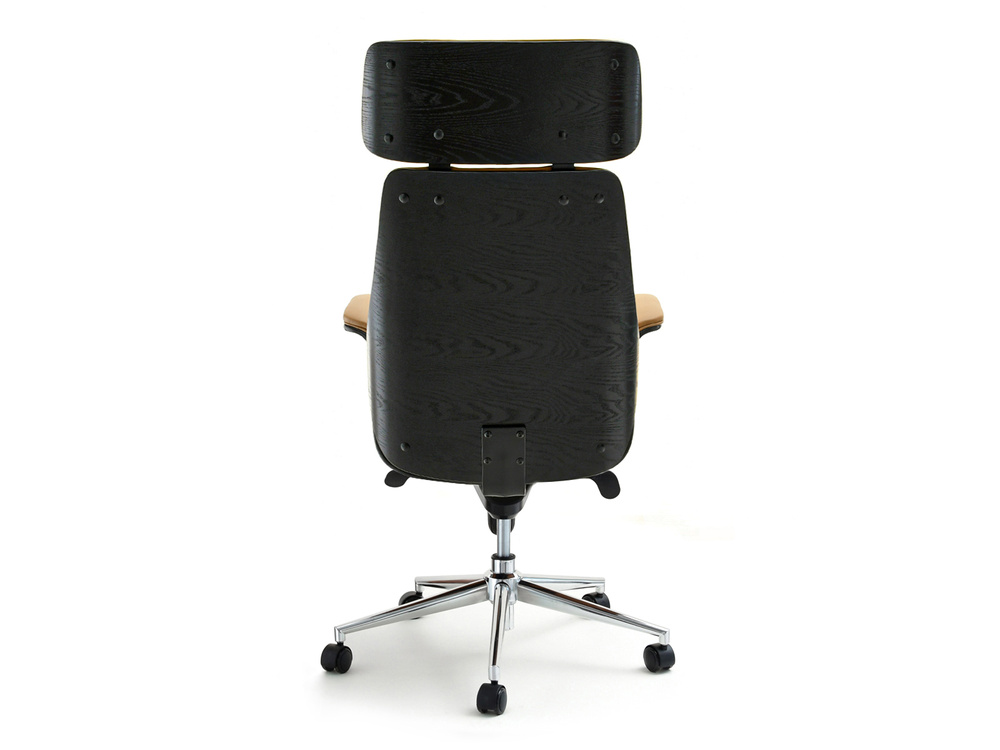 Kontorsfåtölj svart/karamell krom ben LEONARD