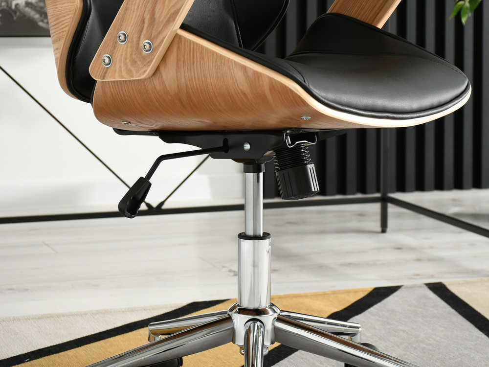 Kontorsfåtölj svart/ek kromade ben FRANK