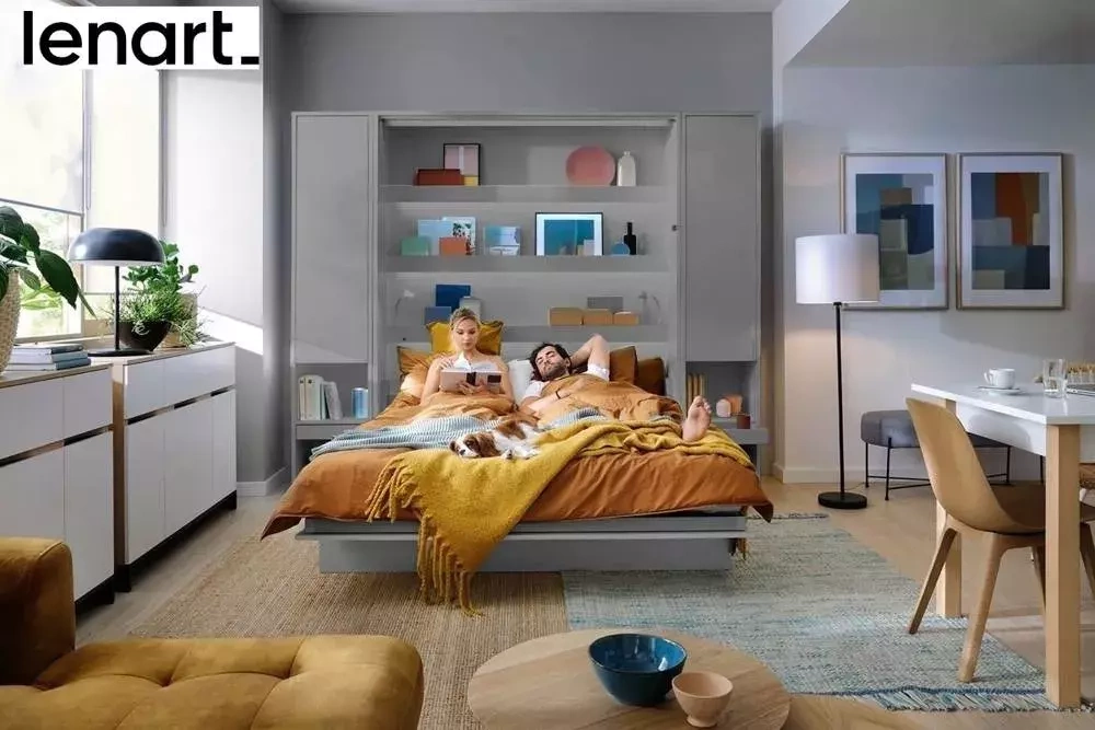 Bokhylla till skåpsäng grå matt Bed Concept BC-07