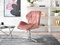 Velour fåtölj puderrosa krom ben VELO-STATIC