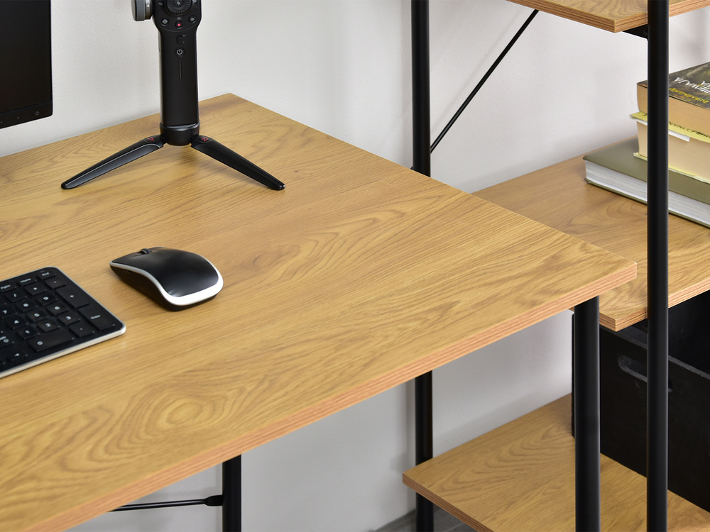 Minimalistiskt skrivbord 120 cm ek svart ram ALMA