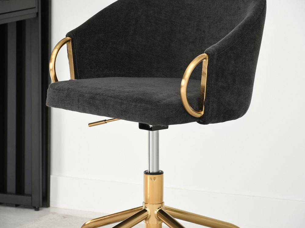 CLARA kontorsfåtölj svart guld ben