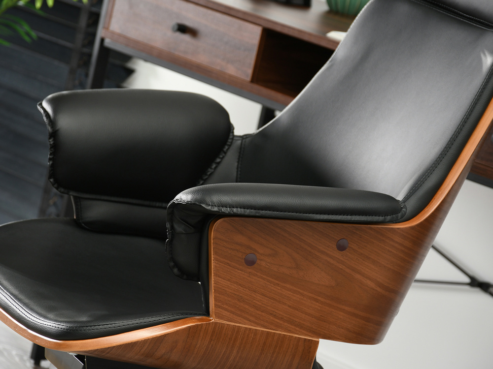 Kontorsfåtölj svart/valnöt svart ben CLEMENS