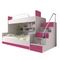 Våningssäng för barn med trappa vit/ rosa höger EDEN 2