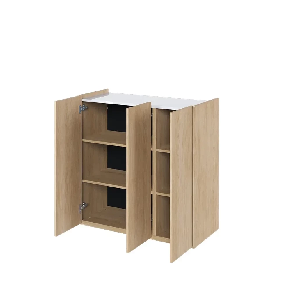 Liten byrå med LED-belysning ek scandi/vit högblank EASY