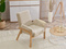 Velour fåtölj beige ek ben LAO
