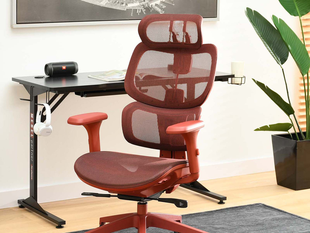 Kontorsfåtölj röd/röda ben HANOI