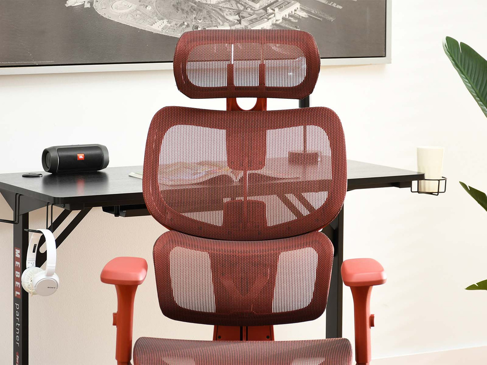 Kontorsfåtölj röd/röda ben HANOI