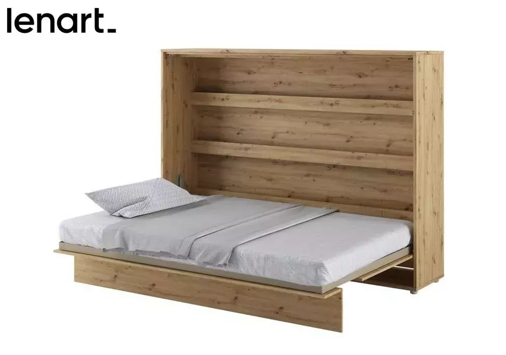 Sängskåp 140x200 med madrass led bokhyllor artisan ek Bed Concept BC-04