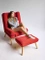 LILA fåtölj med fotpall justerbar röd 