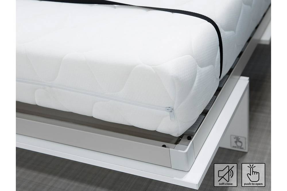 Sängskåp med bokhyllor 120x200 vit matt Bed Concept BC-02