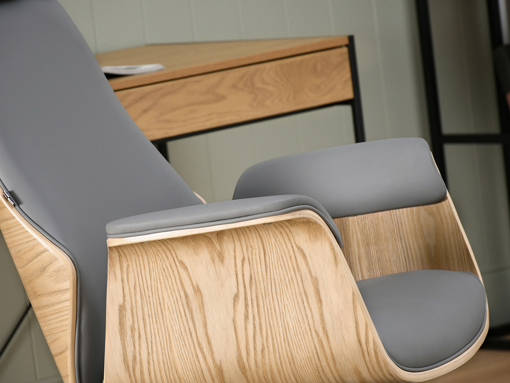 Kontorsfåtölj grå/ek svart ben LEONARD