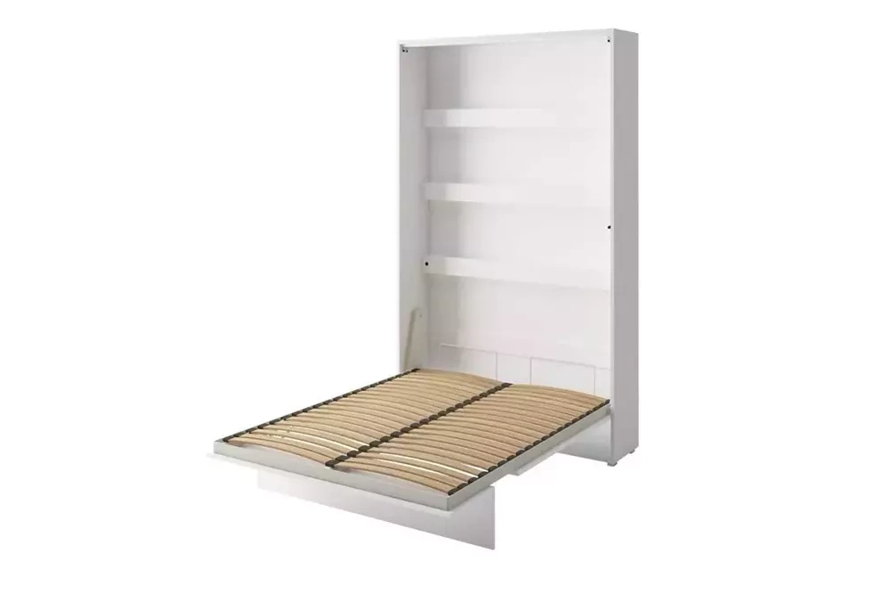 Sängskåp med bokhyllor 140 x 200 vit högglans Bed Concept BC-01