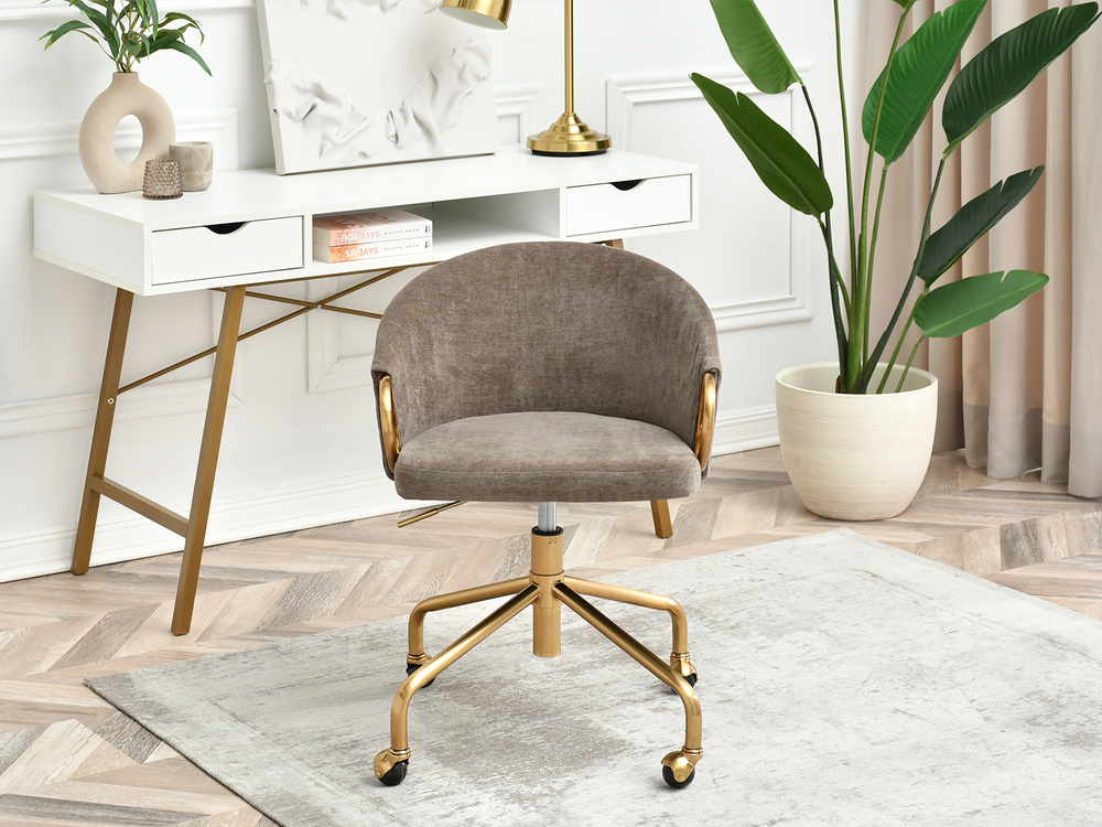 Kontorsfåtölj ljusbrun gyllene ben CLARA