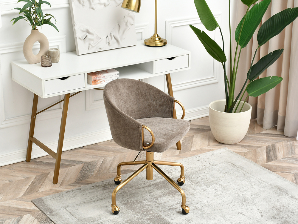 Kontorsfåtölj ljusbrun gyllene ben CLARA